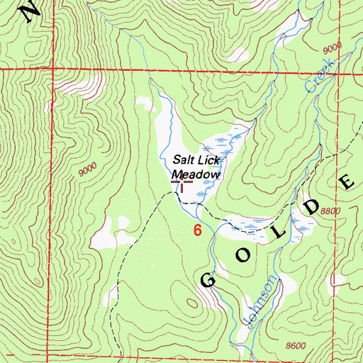 Topographic Map of Salt Lick Meadow, CA