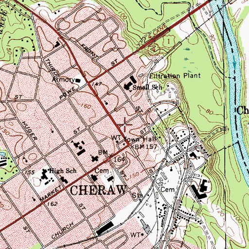 Topographic Map of Cheraw Police Department, SC