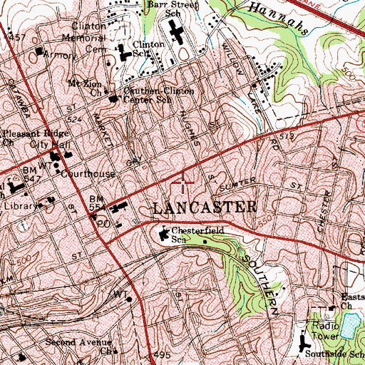 Topographic Map of Lancaster Police Department, SC