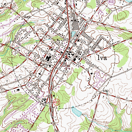 Topographic Map of Iva Police Department, SC