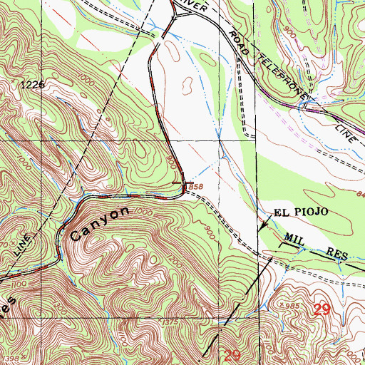 Topographic Map of Sam Jones Canyon, CA
