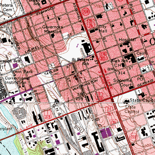 Topographic Map of Columbia Police Department, SC