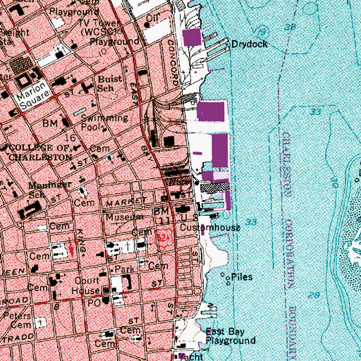 Topographic Map of Charleston Police Department Port Police, SC