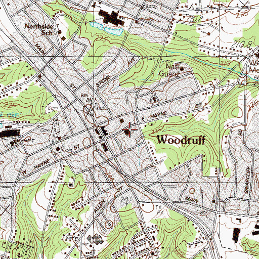 Topographic Map of Woodruff Police Department, SC