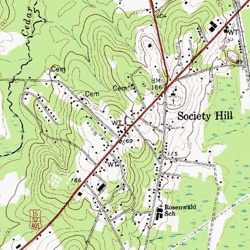 Topographic Map of Society Hill Police Department, SC