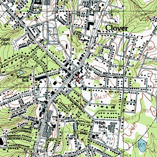 Topographic Map of Clover Police Department, SC