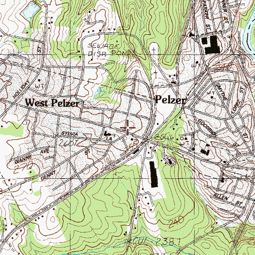 Topographic Map of West Pelzer Police Department, SC