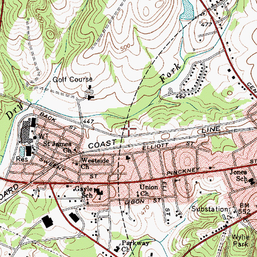 Topographic Map of Chester Police Department, SC