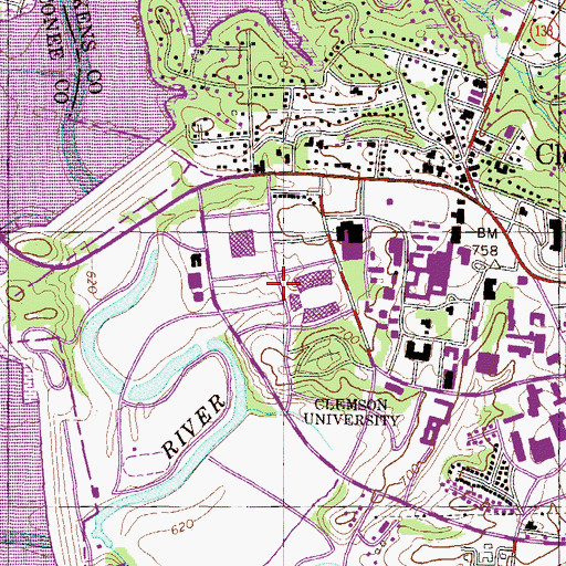 Topographic Map of Clemson University Police Department, SC