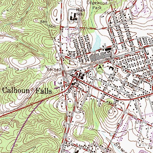 Topographic Map of Calhoun Falls Police Department, SC