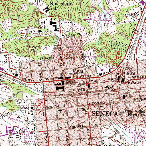 Topographic Map of Seneca Police Department, SC