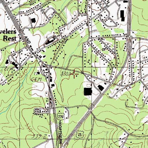 Topographic Map of Travelers Rest Police Department, SC