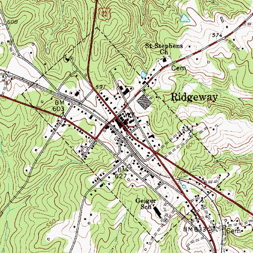 Topographic Map of Ridgeway Police Department, SC