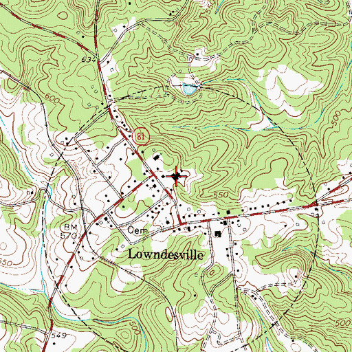 Topographic Map of Lowndesville Police Department, SC