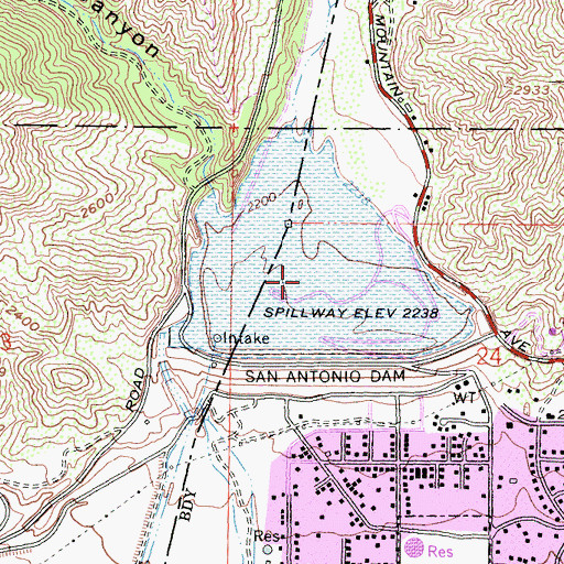 Topographic Map of San Antonio Canyon, CA