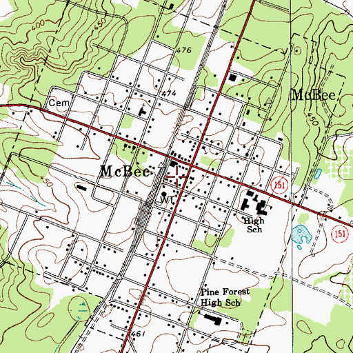 Topographic Map of McBee Police Department, SC