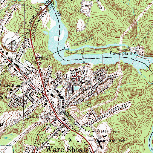 Topographic Map of Ware Shoals Police Department, SC