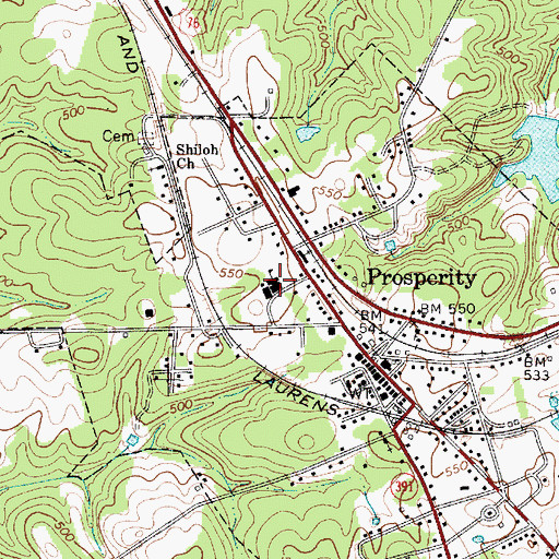 Topographic Map of Prosperity Police Department, SC
