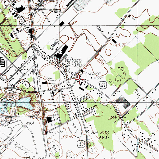 Topographic Map of South Carolina Highway Patrol Troop 7 Post B, SC