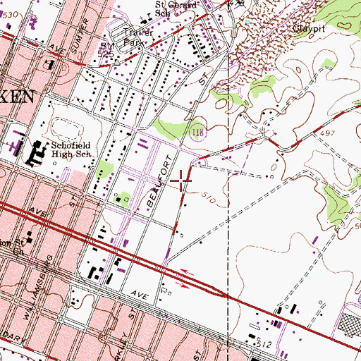 Topographic Map of South Carolina Highway Patrol Troop 7 Post C, SC