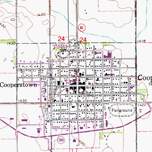 Topographic Map of Cooperstown City Police Department, ND