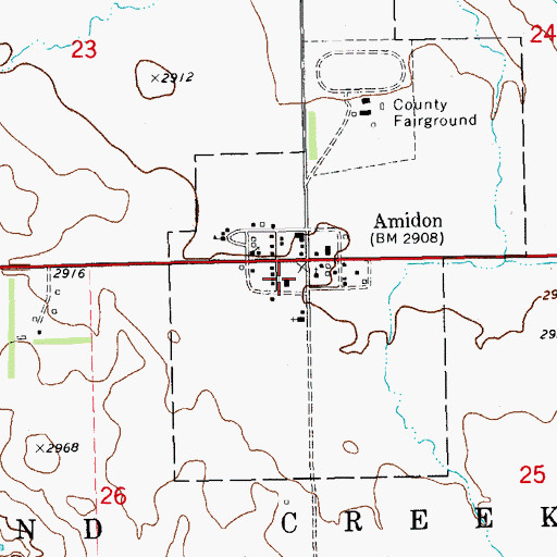 Topographic Map of Slope County Sheriff's Office, ND