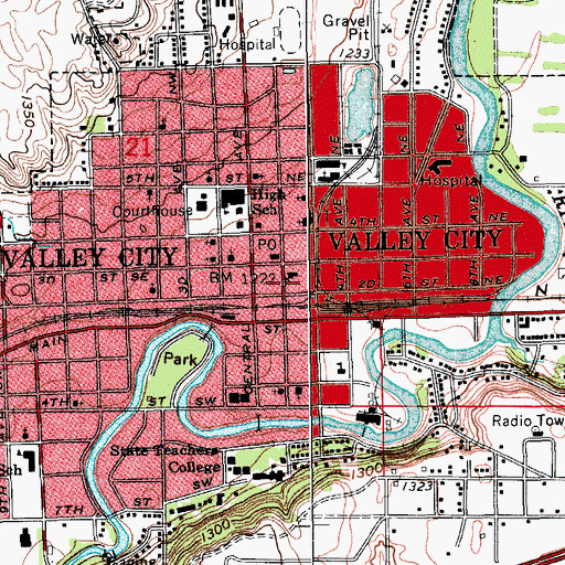 Topographic Map of Valley City Police Department, ND