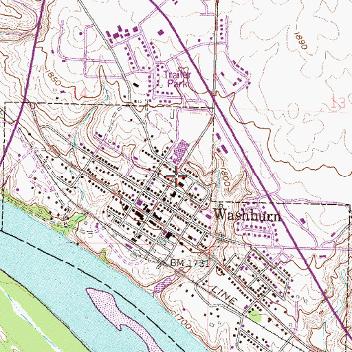 Topographic Map of McLean County Sheriff's Office, ND