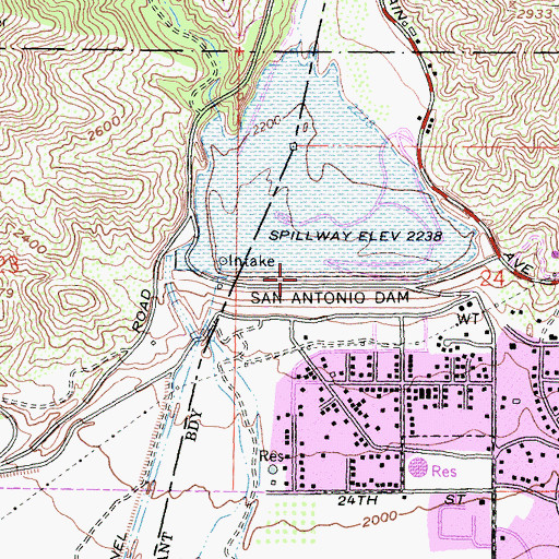 Topographic Map of San Antonio Dam, CA