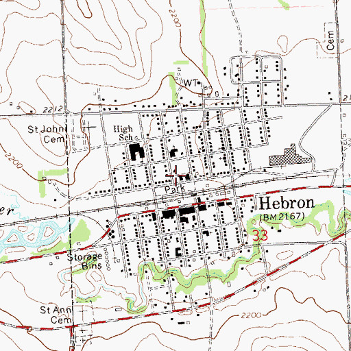 Topographic Map of Hebron Police Department, ND
