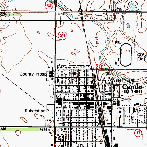 Topographic Map of Towner County Sheriff's Office, ND