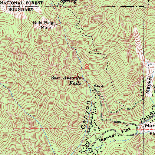 Topographic Map of San Antonio Falls, CA