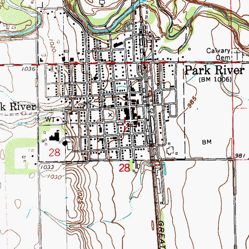 Topographic Map of Park River Police Department, ND