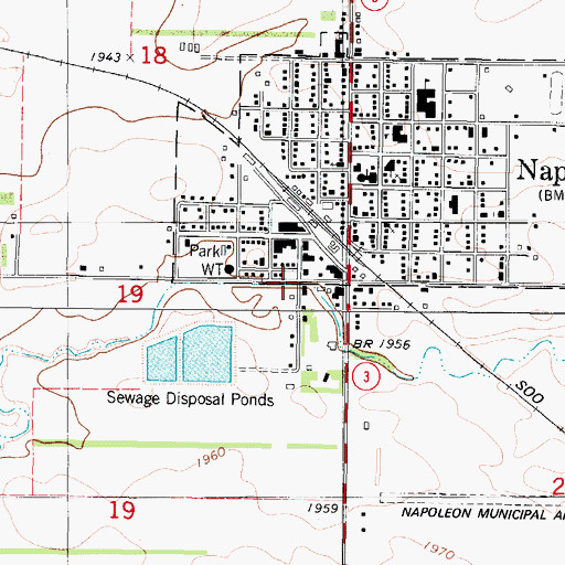 Topographic Map of Napoleon City Police Department, ND