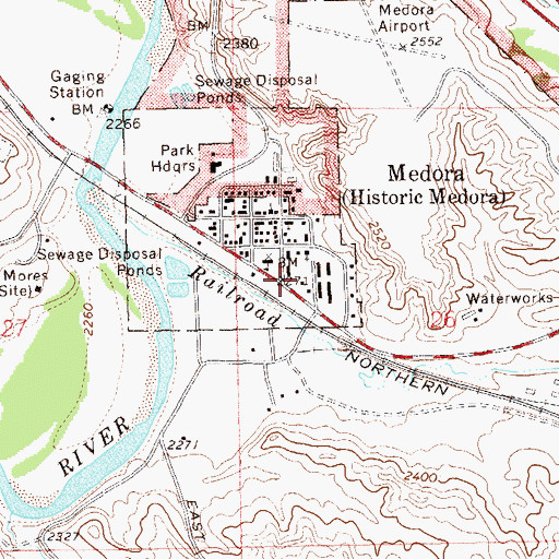 Topographic Map of Medora Police Department, ND