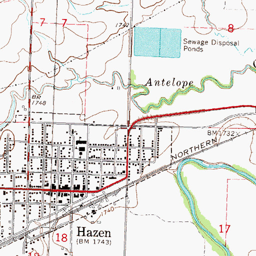 Topographic Map of Hazen Police Department, ND