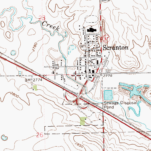Topographic Map of Scranton Police Department, ND