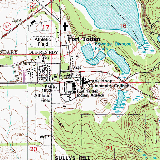Topographic Map of Sprit Lake Tribal Police Department, ND