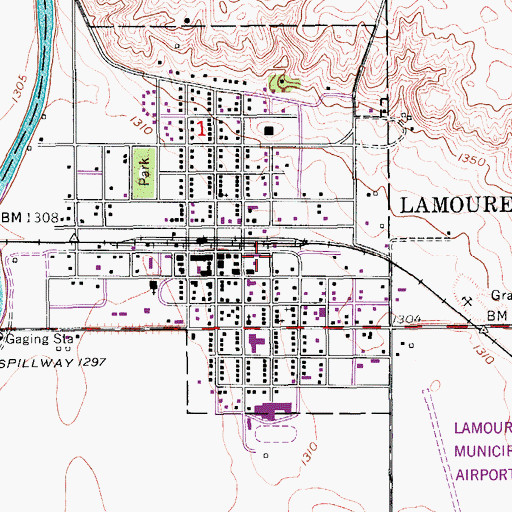 Topographic Map of La Moure Police Department, ND