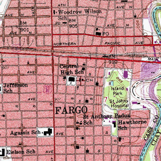 Topographic Map of Cass County Sheriff's Office, ND