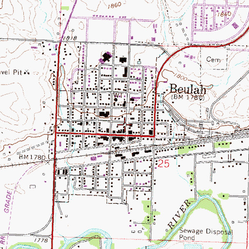 Topographic Map of Beulah Police Department, ND
