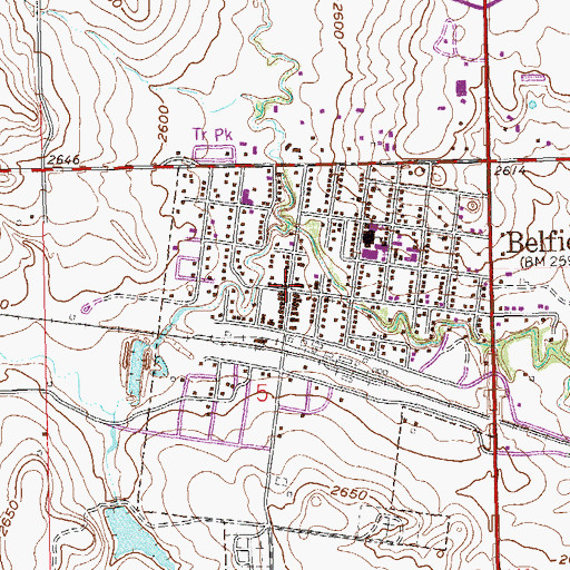 Topographic Map of Belfield Police Department, ND