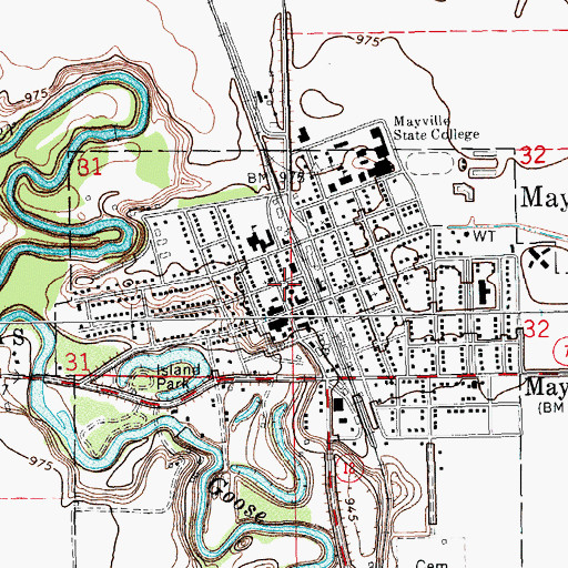 Topographic Map of Mayville Police Department, ND