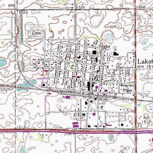 Topographic Map of Nelson County Sheriff's Office, ND