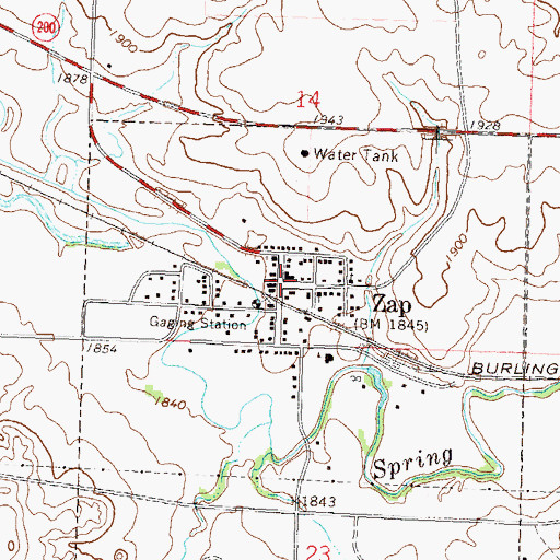 Topographic Map of Zap Police Department, ND