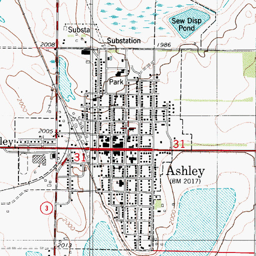 Topographic Map of McIntosh County Sheriff's Office, ND