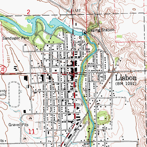 Topographic Map of Lisbon Police Department, ND