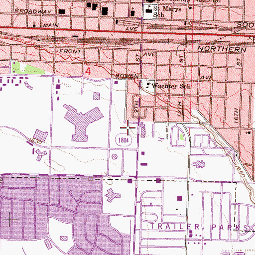 Topographic Map of Bismarck Police Department, ND