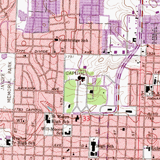Topographic Map of North Dakota Highway Patrol Headquarters, ND