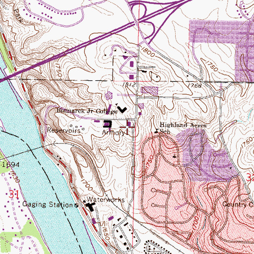 Topographic Map of North Dakota Law Enforcement Training Academy, ND